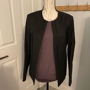 NWT affinity apparel charcoal grey wool blend collarless blazer M